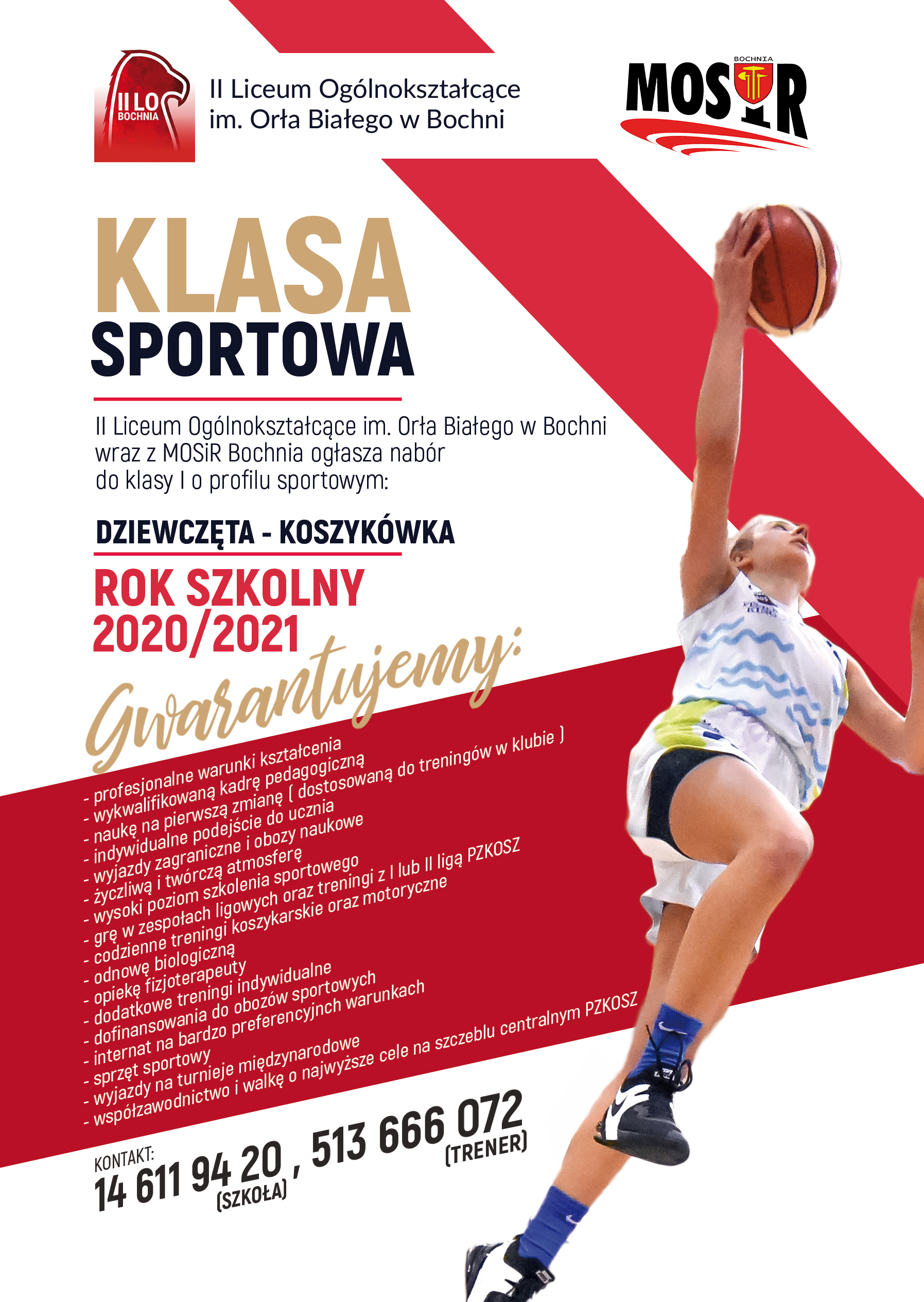 Plakat -  Nabór do klasy sportowej - koszykówka  dziewcząt