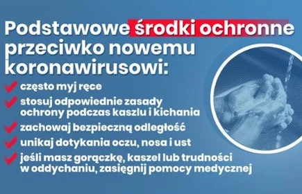 Plakat z informacją o podstawowych środkach ochronnych