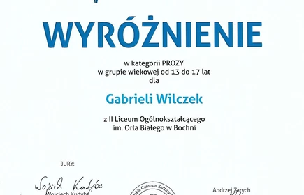 dyplom za wyr&oacute;żnienie