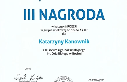 dyplom za 3 miejsce