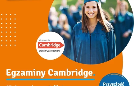 plakat o egzaminie Cambridge  w szkole