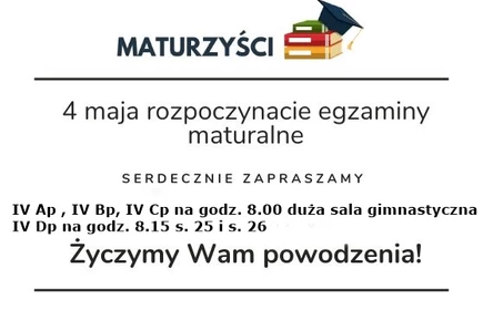 ogłoszenie o egzaminach maturalnych