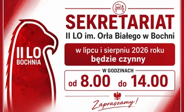 plakat z informacją o godzinach pracy sekretariatu