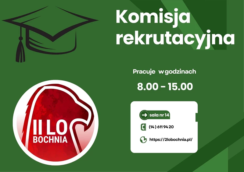 plakat z informacją kiedy pracuje komisja rekrutacyjna